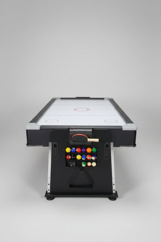 Air hockey table with Coca-Cola branding in an indoor setting